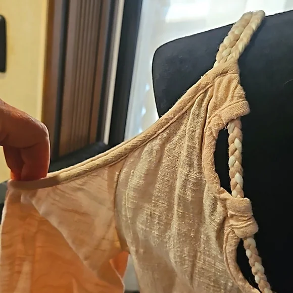 NWOT "JESSICA SIMPSON" MUSLIN OPEN SHOULDER PLUNGE NECK & BRAIDED BACK LINE SZ-M - Picture 6 of 8